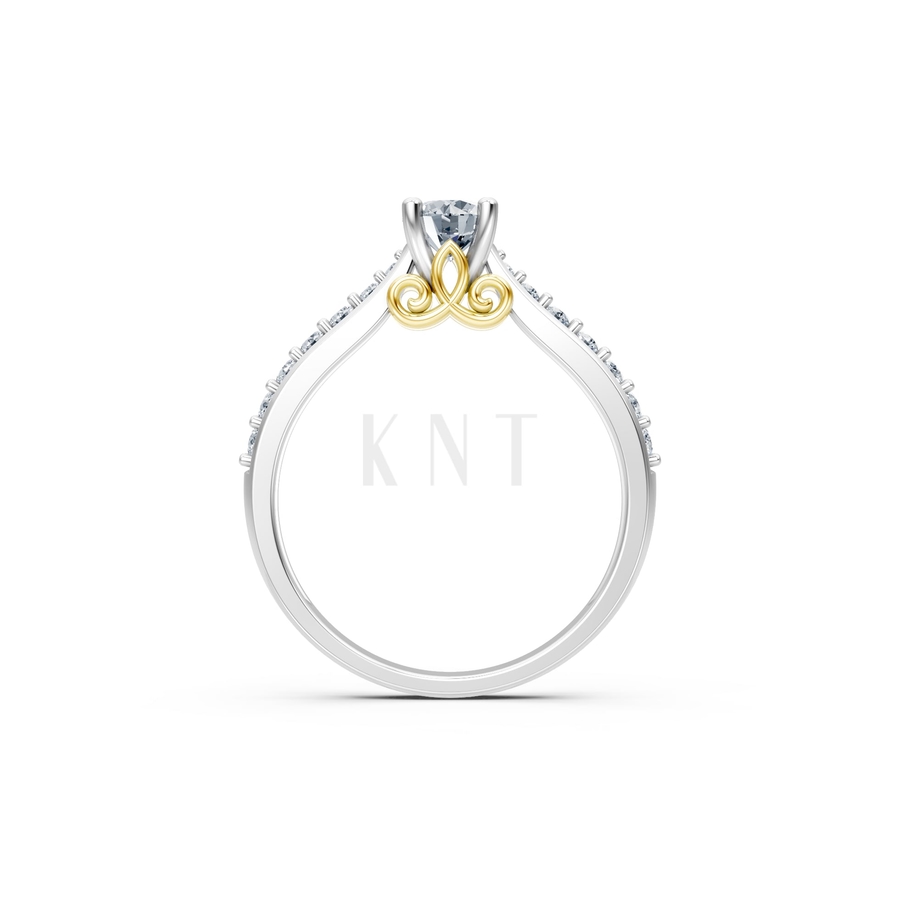 Nhẫn đính hôn R269 phối màu Dual Color vàng đẹp, họa tiết hình học, độc đáo