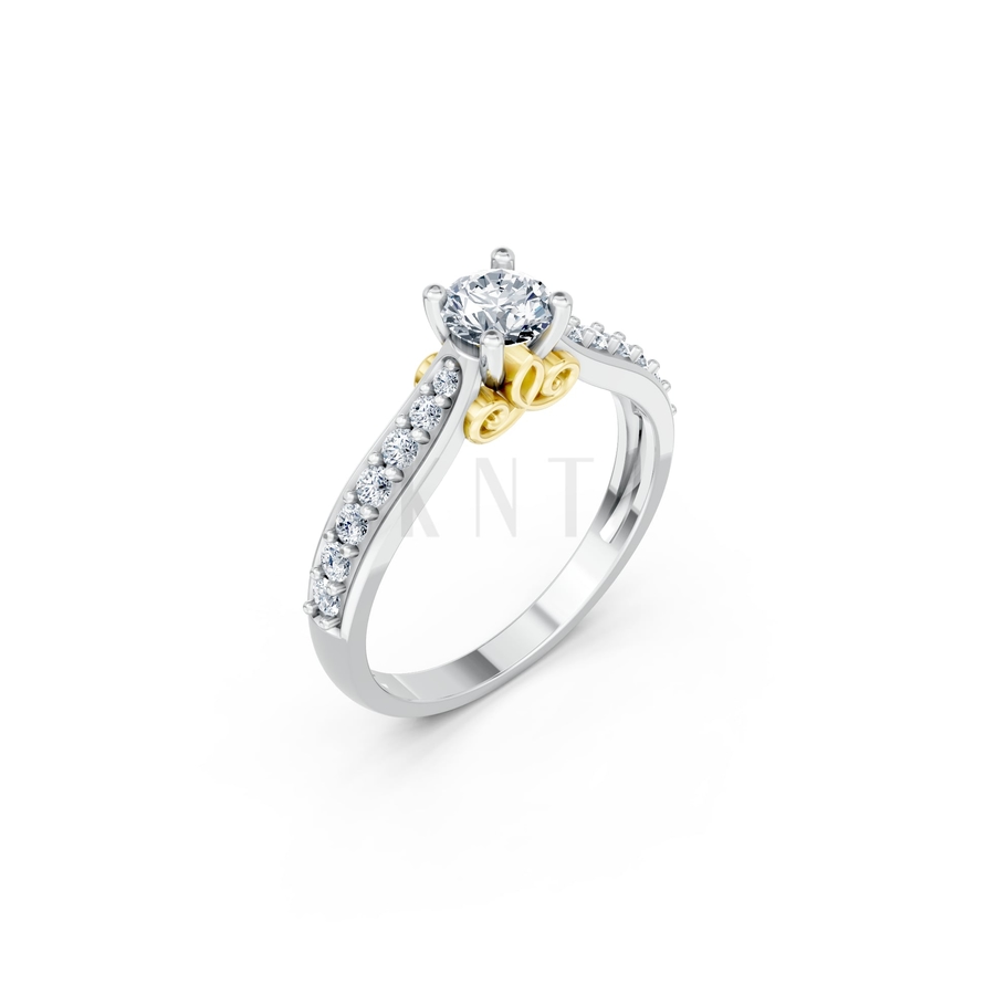 Nhẫn đính hôn R269 phối màu Dual Color họa tiết ấn tượng, cá tính