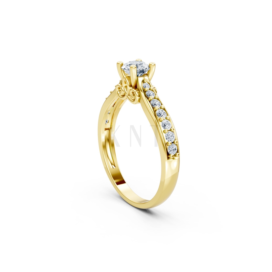 Nhẫn đính hôn R269 màu Vàng Gold thiết kế phá cách, sang trọng