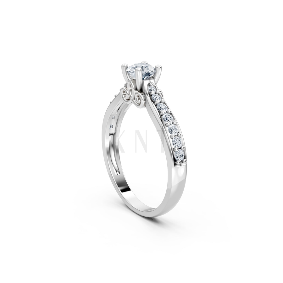 Nhẫn đính hôn R269 màu vàng trắng White Gold vàng sáng, đường nét sắc sảo, tinh tế