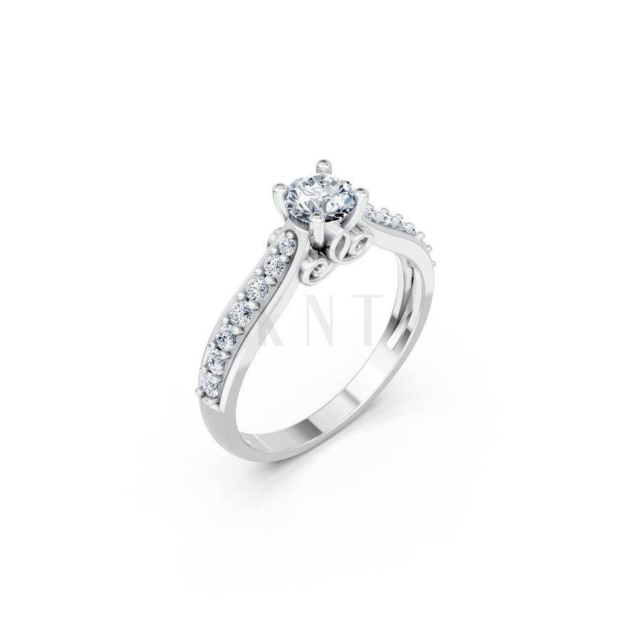 Nhẫn đính hôn R269 màu vàng trắng White Gold kiểu dáng hiện đại, nổi bật