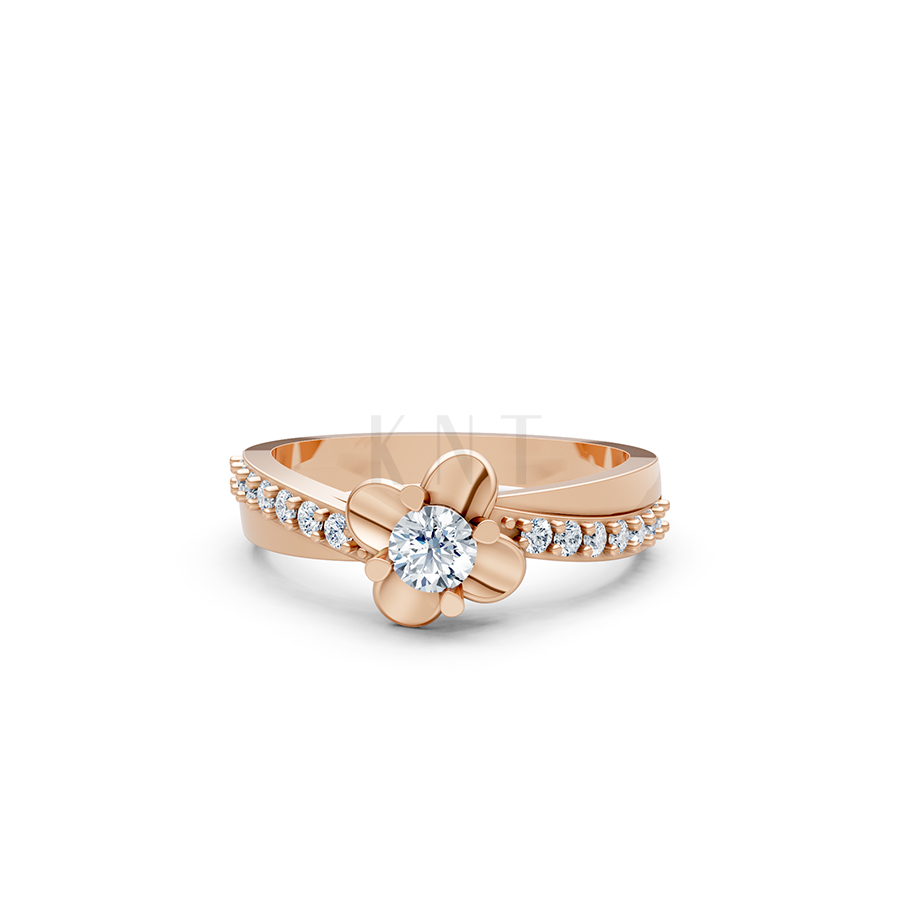 NHẪN ĐÍNH HÔN ĐÁ US - R27 - LONG LANH, CUỐN HÚT màu vàng hồng Rose Gold thiết kế đối xứng, phong cách, ấn tượng