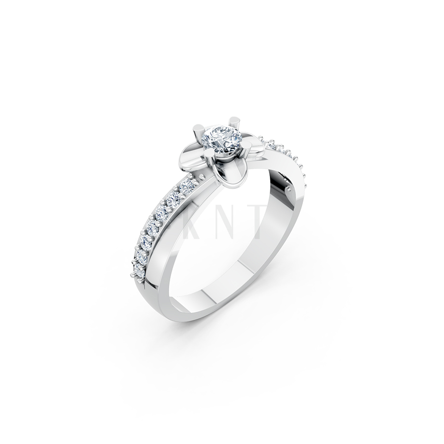 NHẪN ĐÍNH HÔN ĐÁ US - R27 - LONG LANH, CUỐN HÚT màu vàng trắng White Gold kiểu dáng hiện đại, nổi bật