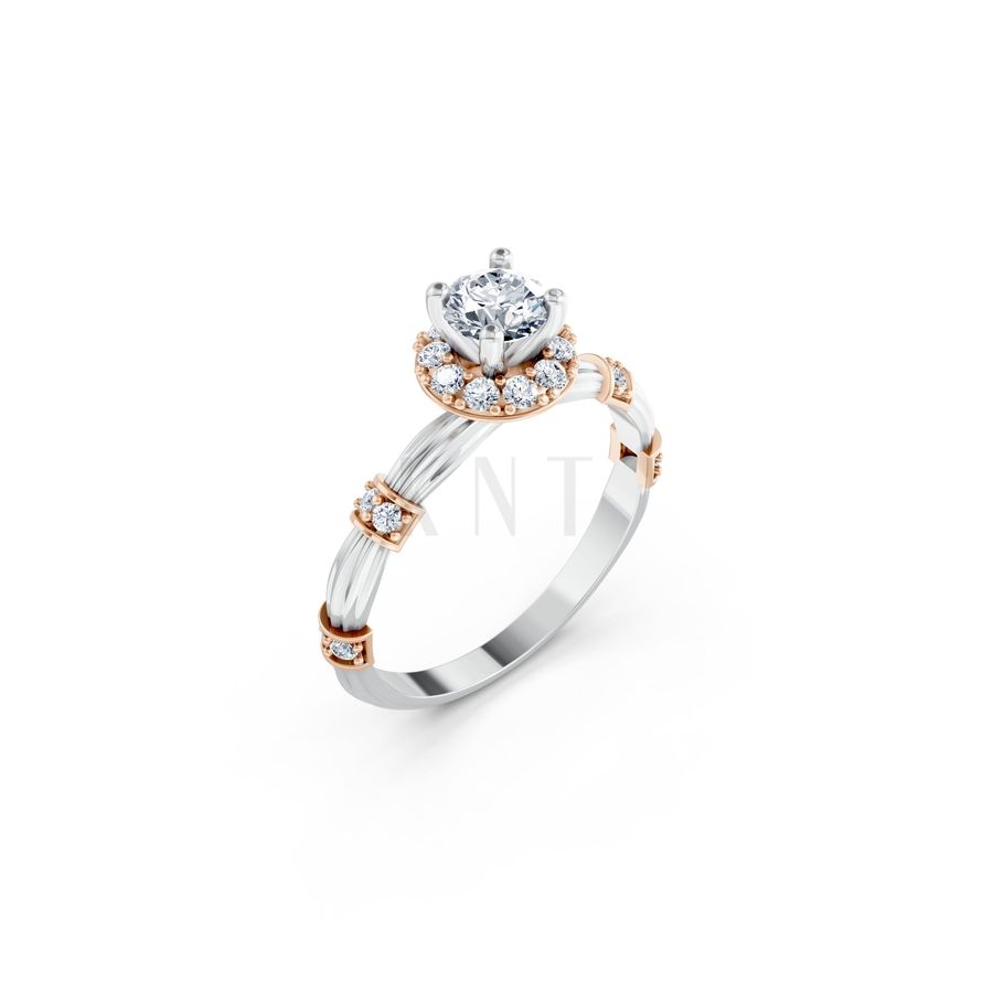 Nhẫn đính hôn R270 phối màu Dual Color họa tiết ấn tượng, cá tính