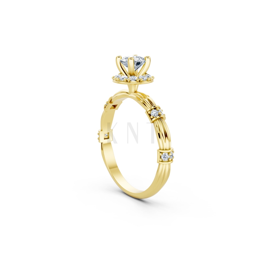 Nhẫn đính hôn R270 màu Vàng Gold thiết kế phá cách, sang trọng