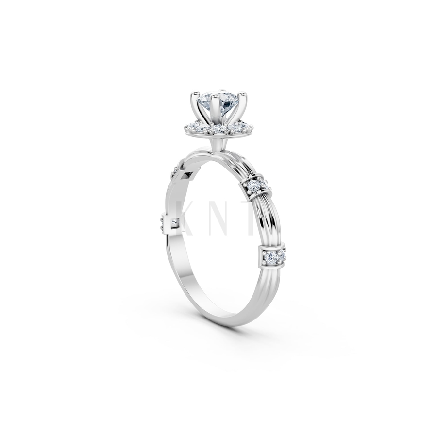 Nhẫn đính hôn R270 màu vàng trắng White Gold vàng sáng, đường nét sắc sảo, tinh tế