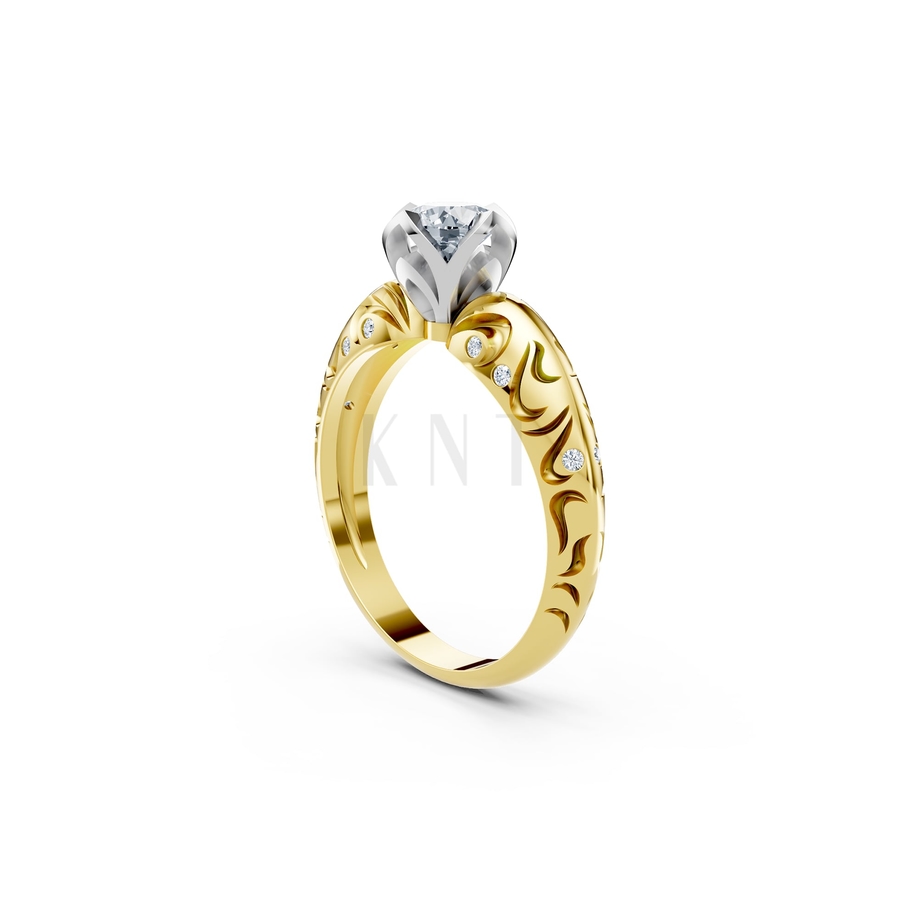 Nhẫn đính hôn R271 phối màu Dual Color phong cách trẻ trung, nổi bật