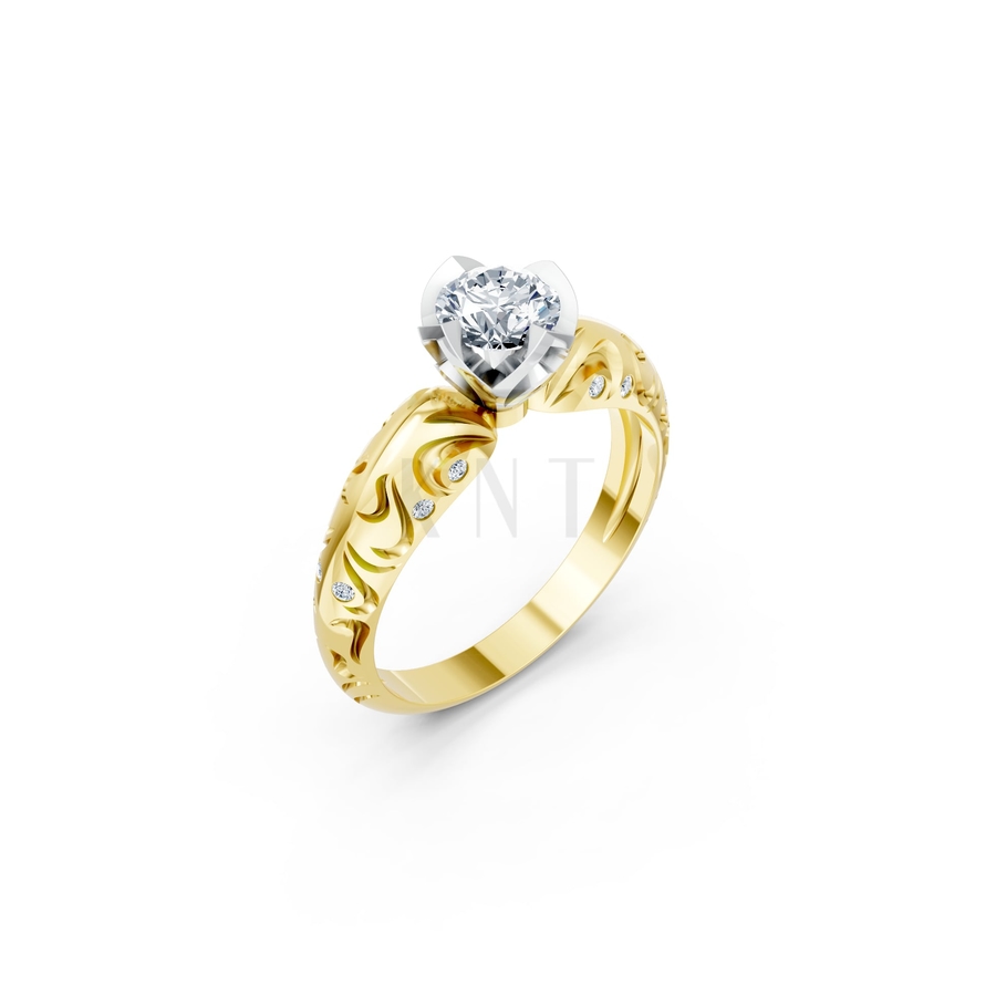 Nhẫn đính hôn R271 phối màu Dual Color họa tiết ấn tượng, cá tính