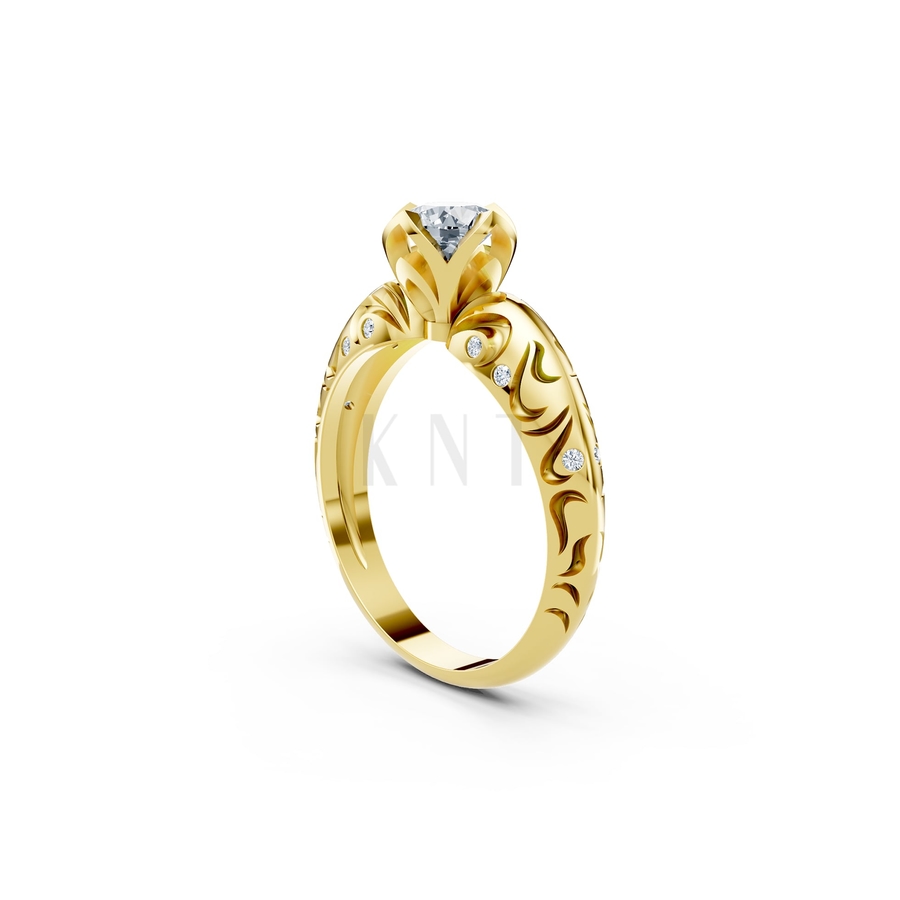 Nhẫn đính hôn R271 màu Vàng Gold thiết kế phá cách, sang trọng