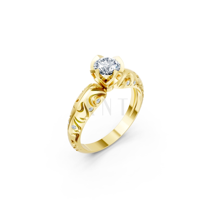 Nhẫn đính hôn R271 màu Vàng Gold thiết kế tinh tế, sang trọng