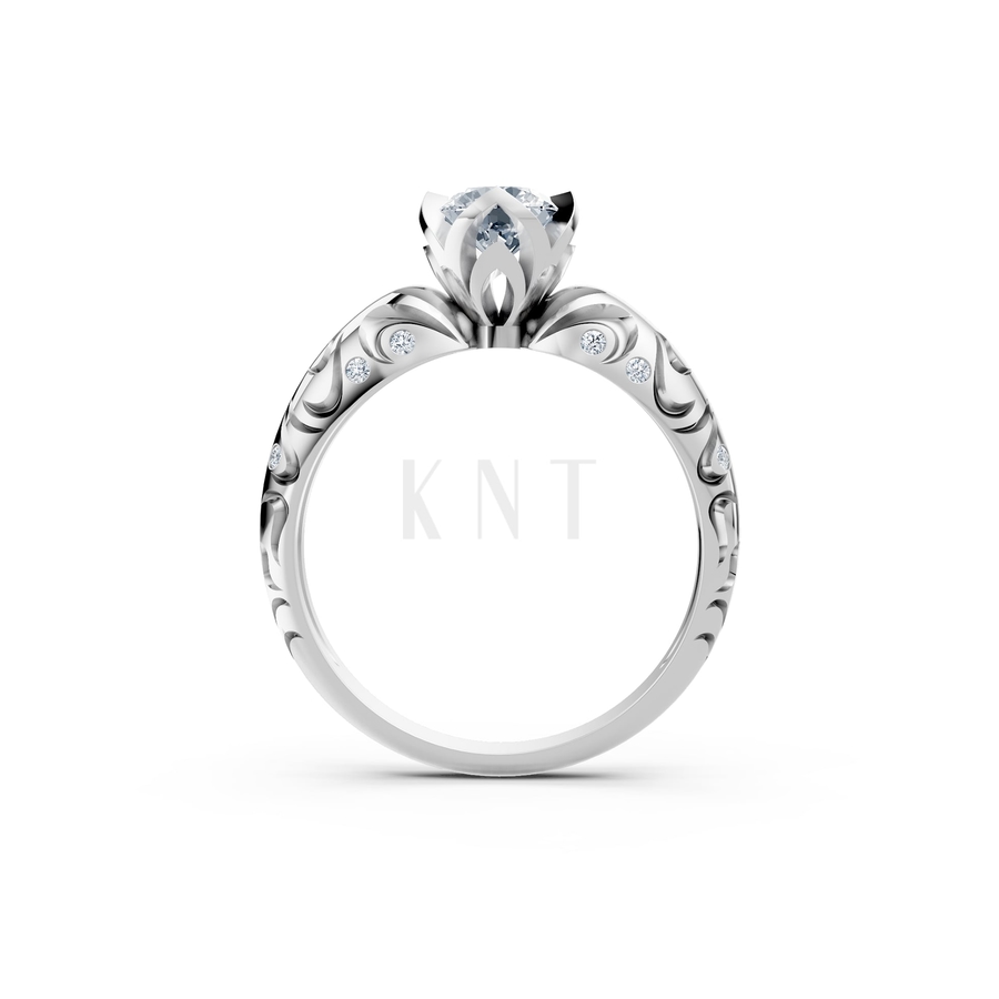 Nhẫn đính hôn R271 màu vàng trắng White Gold kiểu dáng cá tính, hiện đại