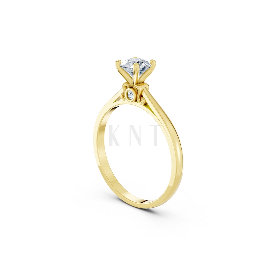 Nhẫn đính hôn R272 màu Vàng Gold thiết kế phá cách, sang trọng