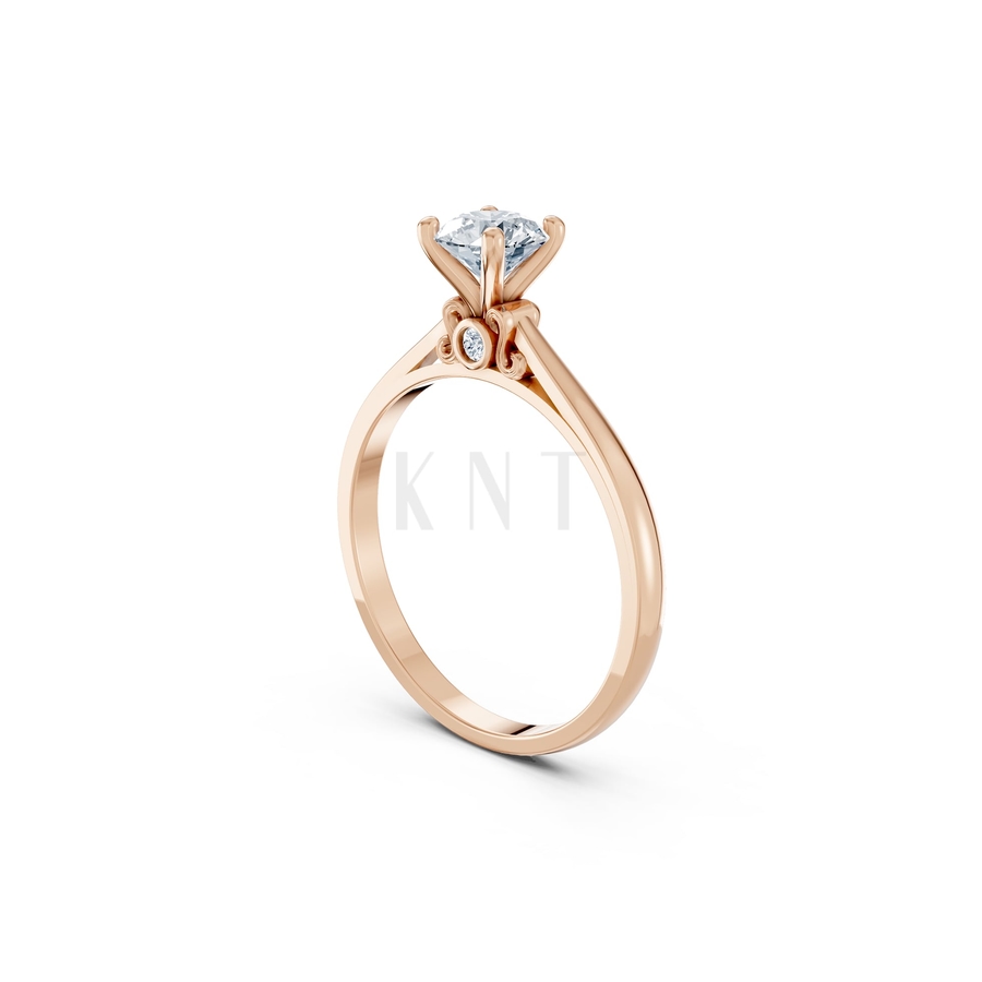 Nhẫn đính hôn R272 màu vàng hồng Rose Gold thiết kế đối xứng, phong cách, ấn tượng