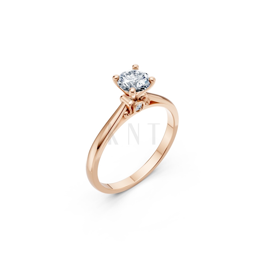 Nhẫn đính hôn R272 màu vàng hồng Rose Gold họa tiết ấn tượng, cá tính