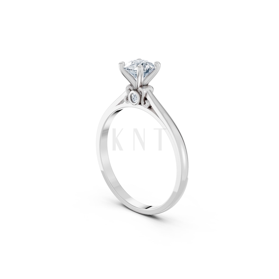 Nhẫn đính hôn R272 màu vàng trắng White Gold vàng sáng, đường nét sắc sảo, tinh tế