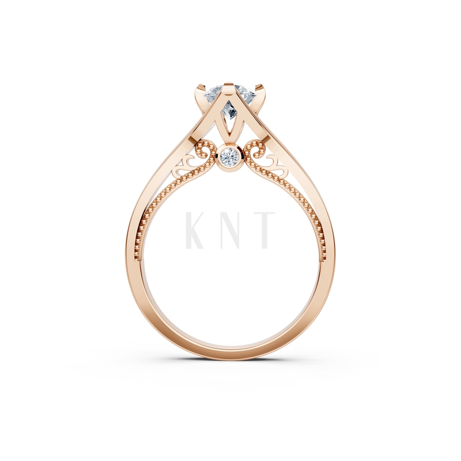 Nhẫn đính hôn R277 màu vàng hồng Rose Gold vàng đẹp, họa tiết hình học, độc đáo