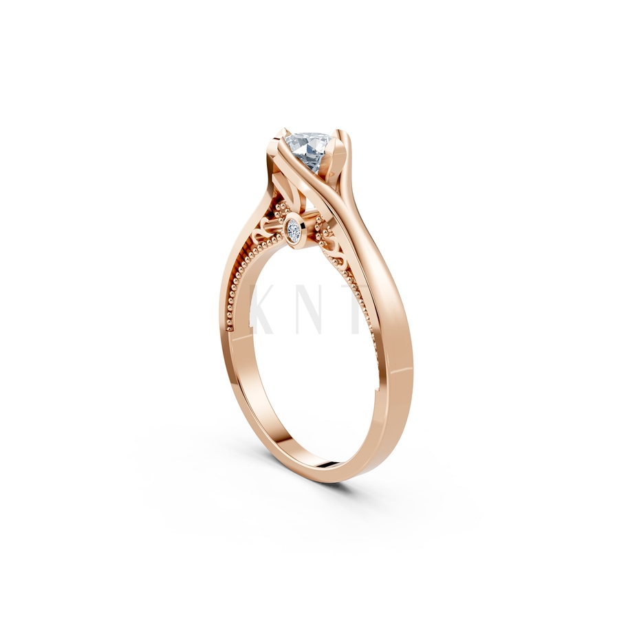 Nhẫn đính hôn R277 màu vàng hồng Rose Gold phong cách trẻ trung, nổi bật