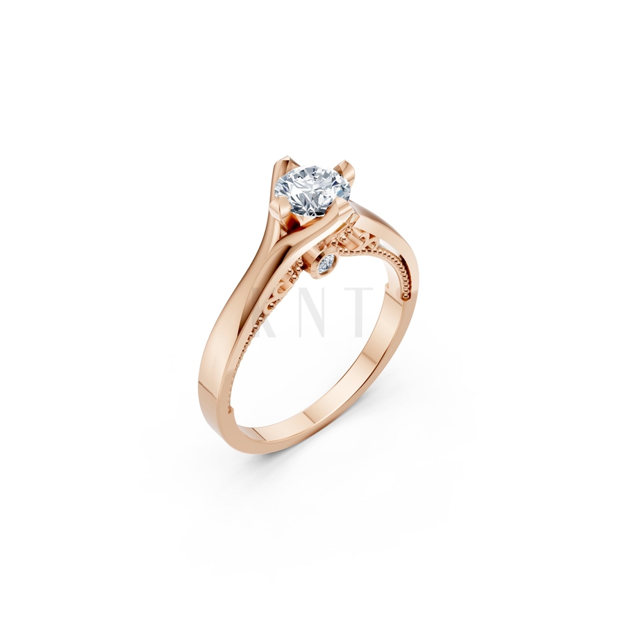 Nhẫn đính hôn R277 màu vàng hồng Rose Gold họa tiết ấn tượng, cá tính
