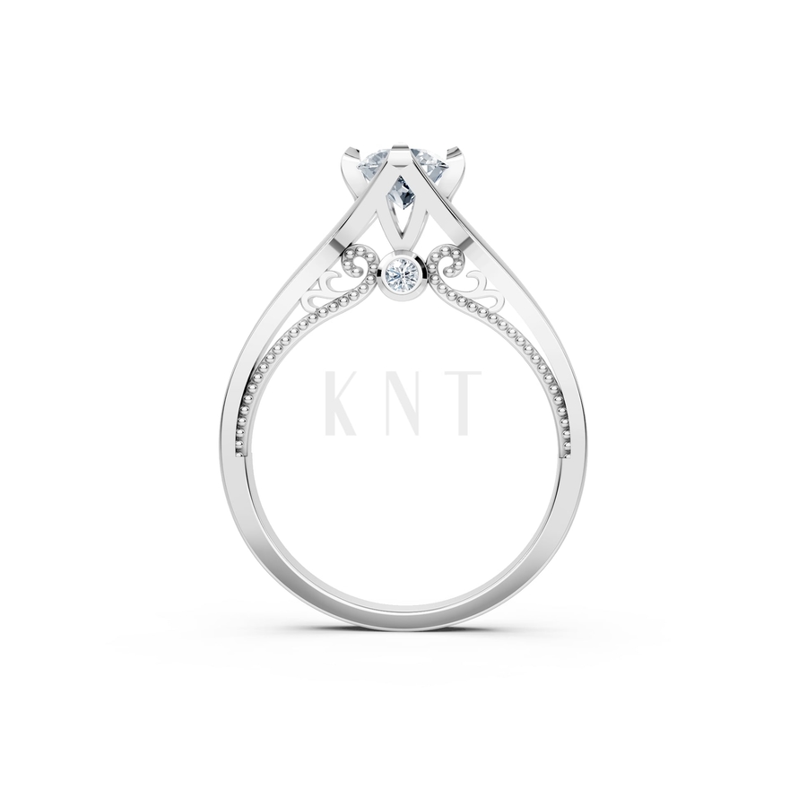 Nhẫn đính hôn R277 màu vàng trắng White Gold kiểu dáng cá tính, hiện đại