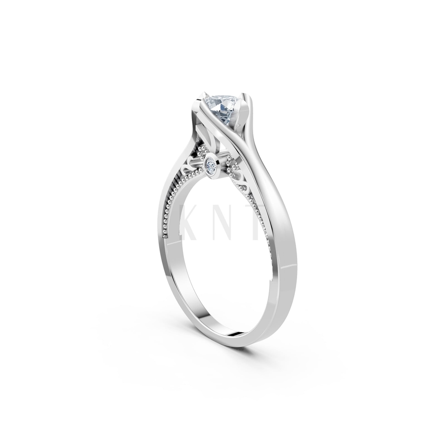 Nhẫn đính hôn R277 màu vàng trắng White Gold vàng sáng, đường nét sắc sảo, tinh tế