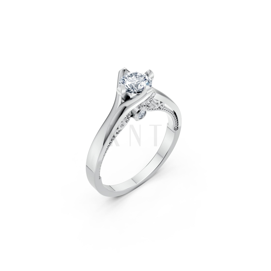 Nhẫn đính hôn R277 màu vàng trắng White Gold kiểu dáng hiện đại, nổi bật