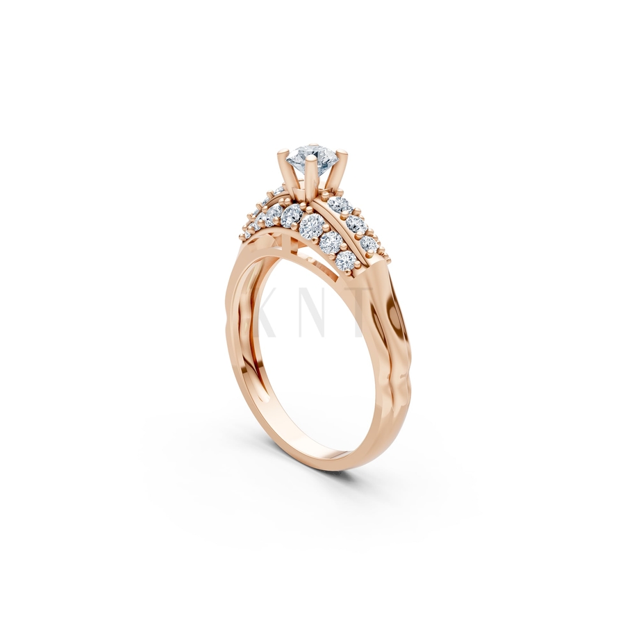 Nhẫn đính hôn R284 màu vàng hồng Rose Gold phong cách trẻ trung, nổi bật