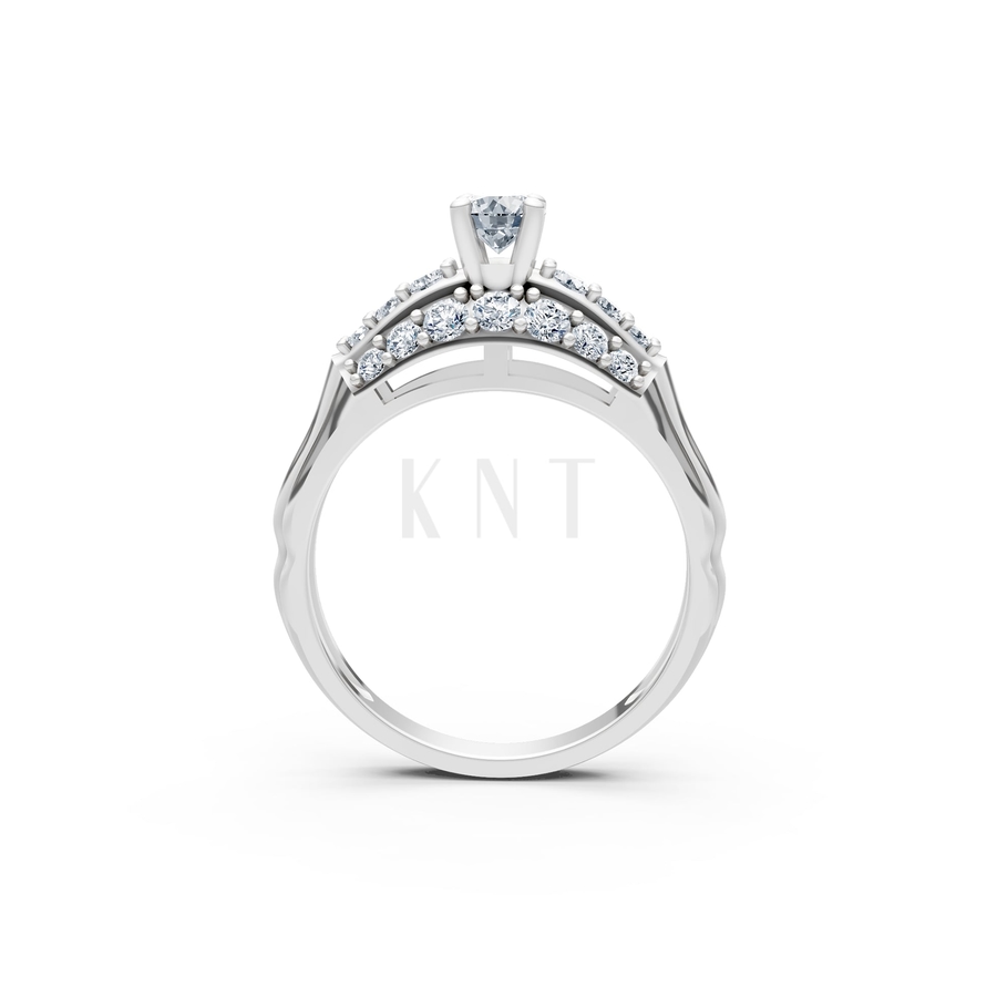 Nhẫn đính hôn R284 màu vàng trắng White Gold kiểu dáng cá tính, hiện đại