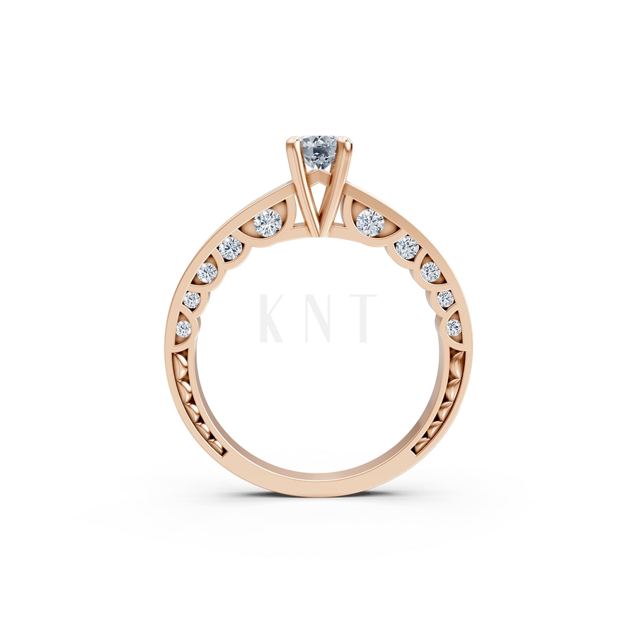 NHẪN ĐÍNH HÔN R285 màu vàng hồng Rose Gold phong cách trẻ trung, nổi bật