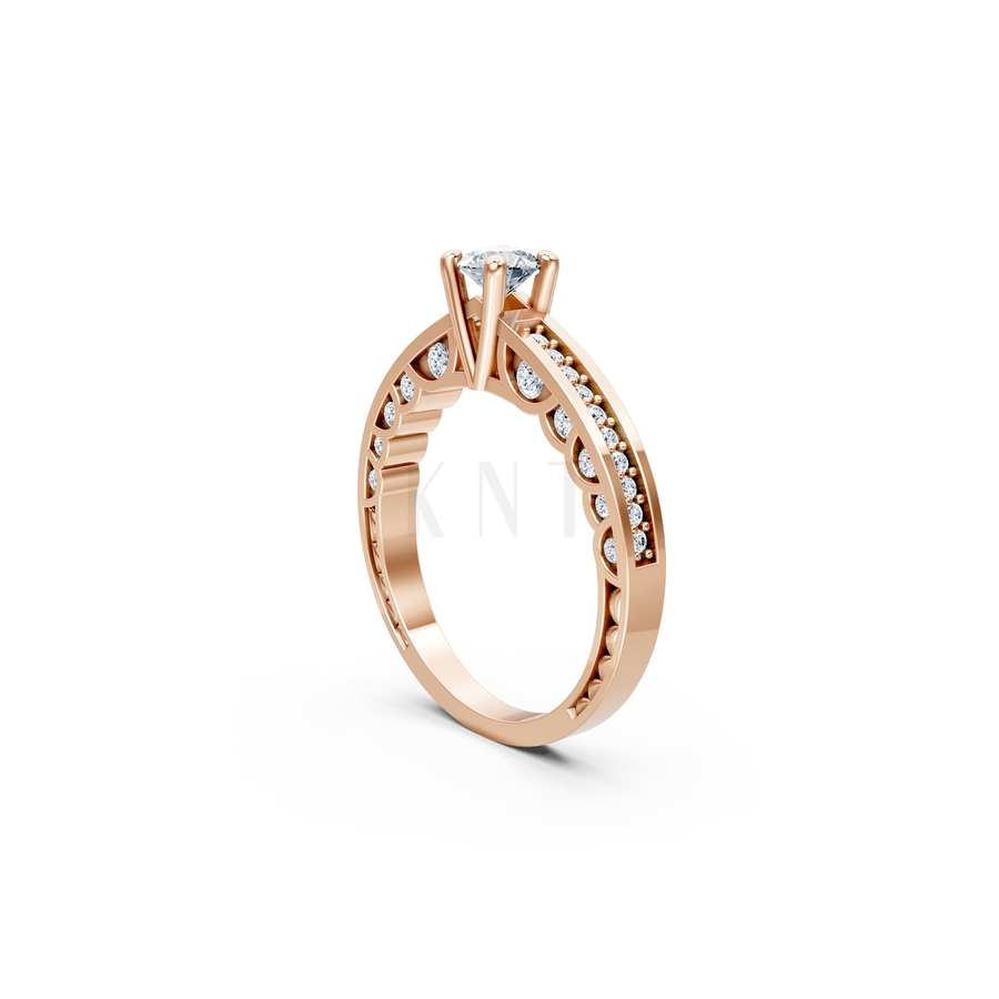 NHẪN ĐÍNH HÔN R285 màu vàng hồng Rose Gold thiết kế đối xứng, phong cách, ấn tượng