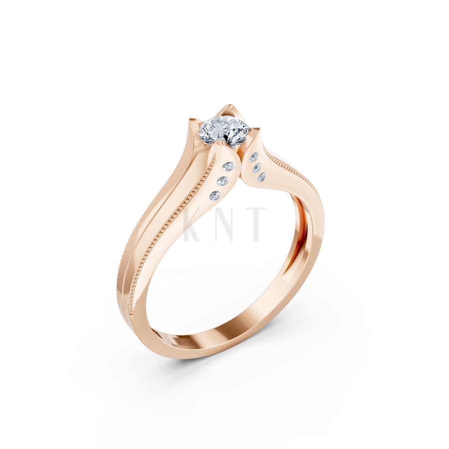 Nhẫn đính hôn R287 màu vàng hồng Rose Gold vàng đẹp, họa tiết hình học, độc đáo