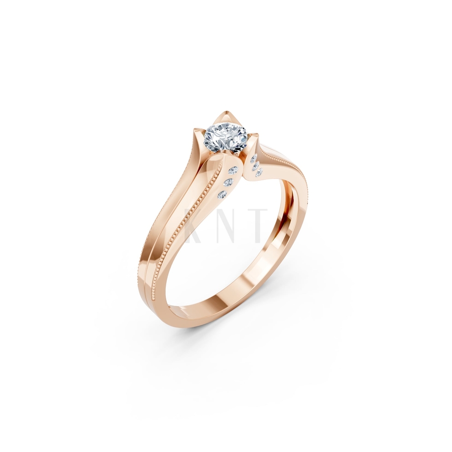 Nhẫn đính hôn R287 màu vàng hồng Rose Gold họa tiết ấn tượng, cá tính