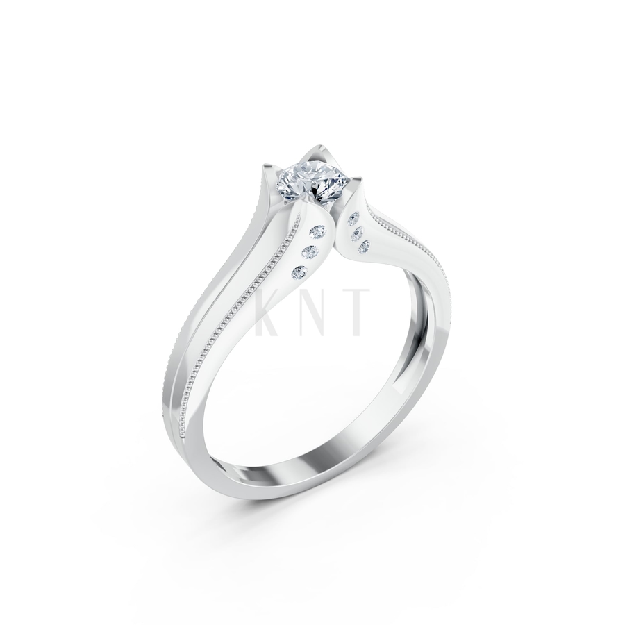 Nhẫn đính hôn R287 màu vàng trắng White Gold vàng sáng, đường nét sắc sảo, tinh tế