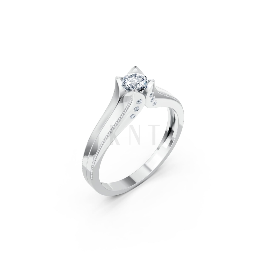 Nhẫn đính hôn R287 màu vàng trắng White Gold kiểu dáng hiện đại, nổi bật