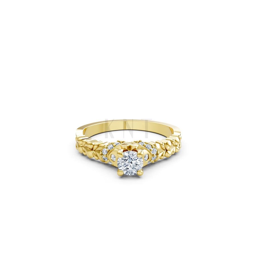 Nhẫn đính hôn R289 màu Vàng Gold thiết kế phá cách, sang trọng