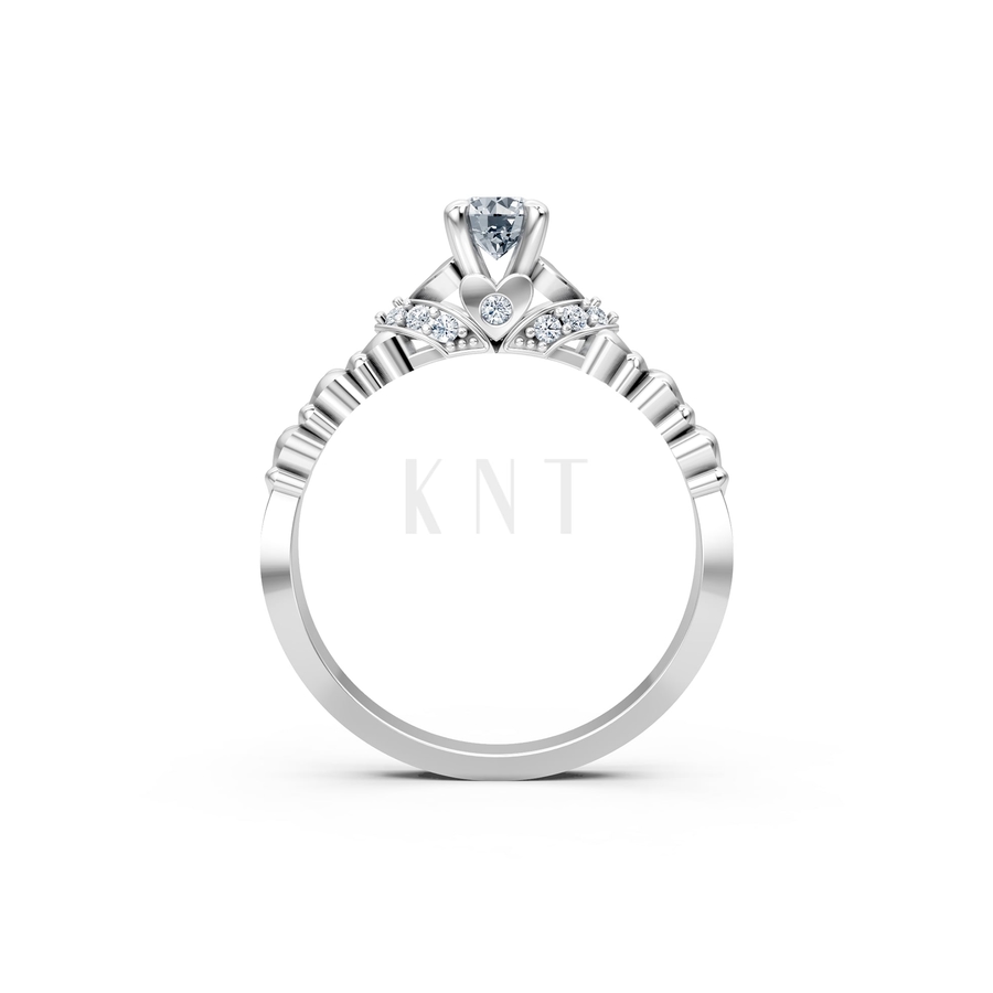 Nhẫn đính hôn R289 màu vàng trắng White Gold vàng sáng bóng, thiết kế trẻ trung