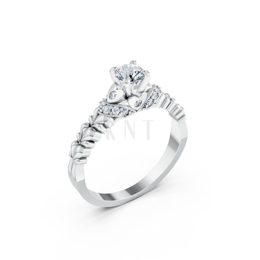 Nhẫn đính hôn R289 màu vàng trắng White Gold kiểu dáng hiện đại, nổi bật