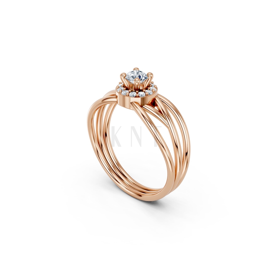 Nhẫn đính hôn đá cao cấp R292 màu vàng hồng Rose Gold vàng đẹp, họa tiết hình học, độc đáo