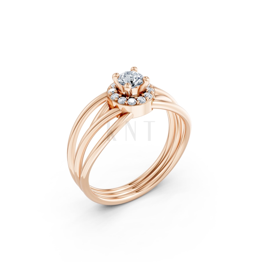 Nhẫn đính hôn đá cao cấp R292 màu vàng hồng Rose Gold họa tiết ấn tượng, cá tính