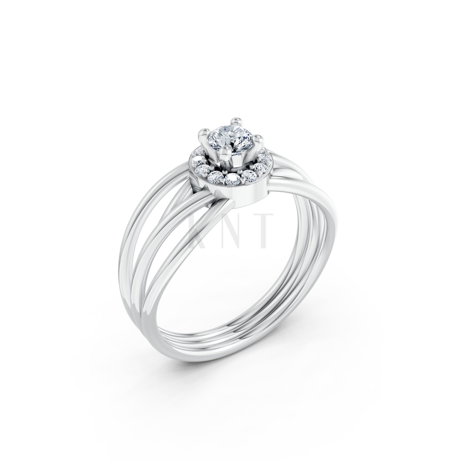 Nhẫn đính hôn đá cao cấp R292 màu vàng trắng White Gold kiểu dáng hiện đại, nổi bật