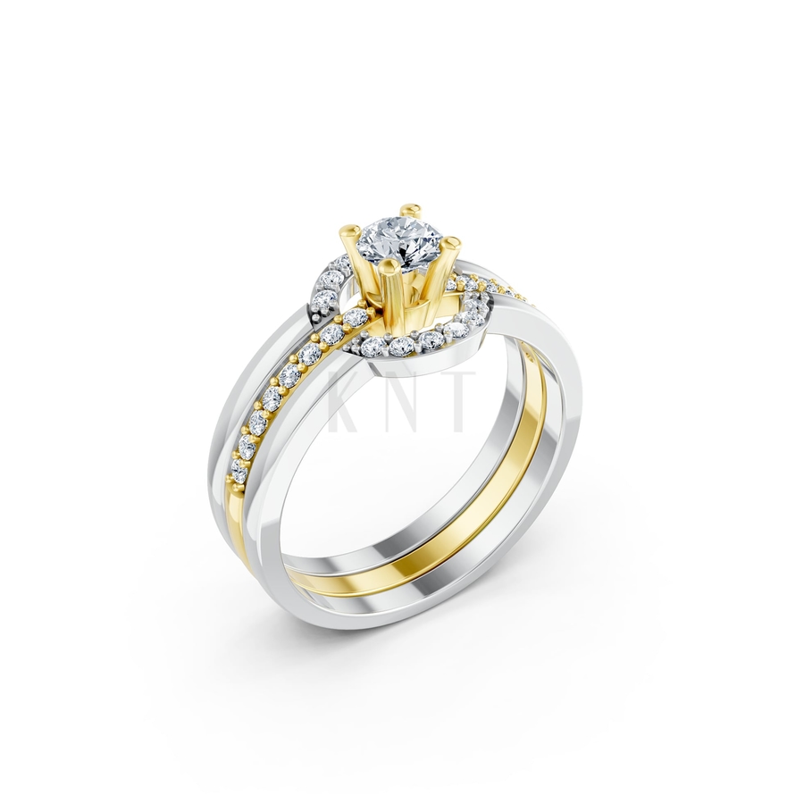 Nhẫn đính hôn R294 phối màu Dual Color họa tiết ấn tượng, cá tính