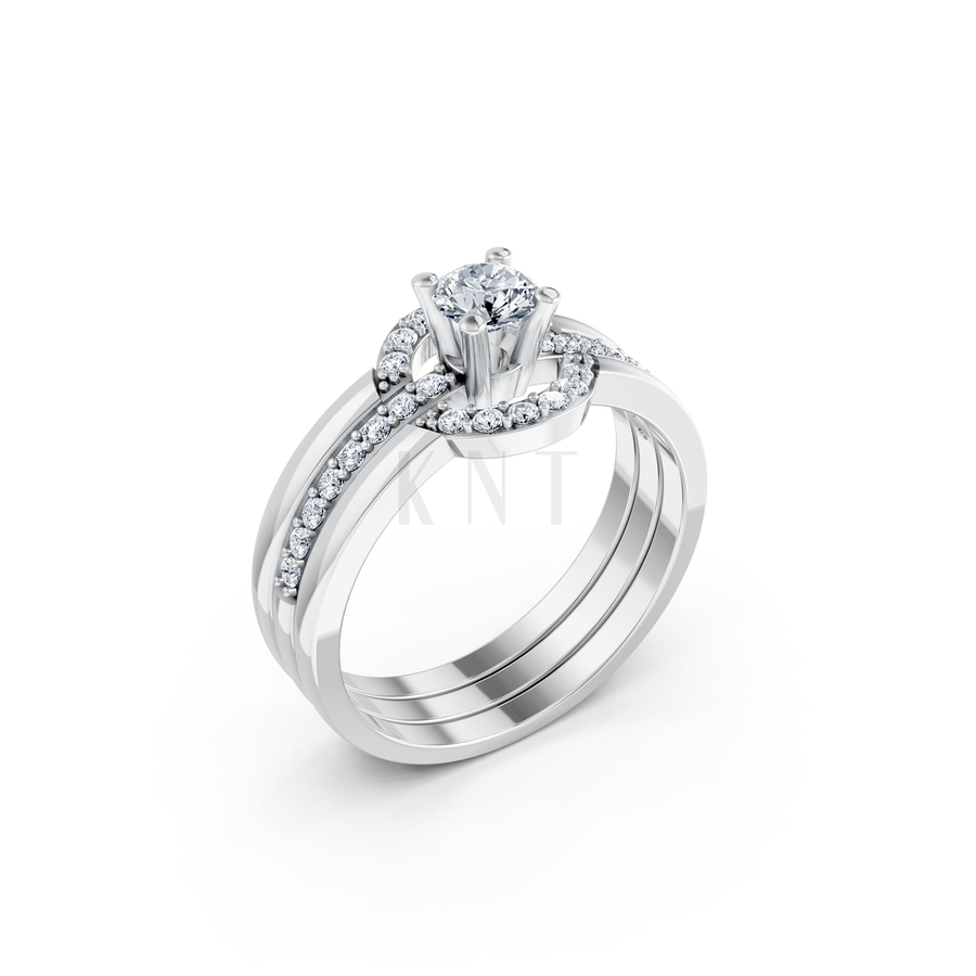 Nhẫn đính hôn R294 màu vàng trắng White Gold kiểu dáng hiện đại, nổi bật