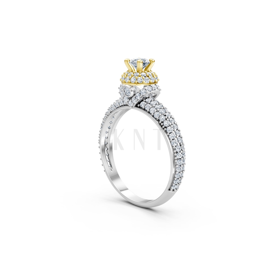 NHẪN ĐÍNH HÔN R295 phối màu Dual Color vàng đẹp, họa tiết hình học, độc đáo