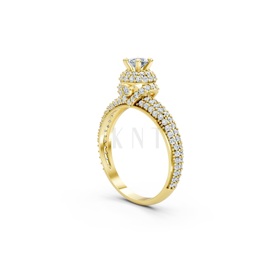 NHẪN ĐÍNH HÔN R295 màu Vàng Gold thiết kế phá cách, sang trọng