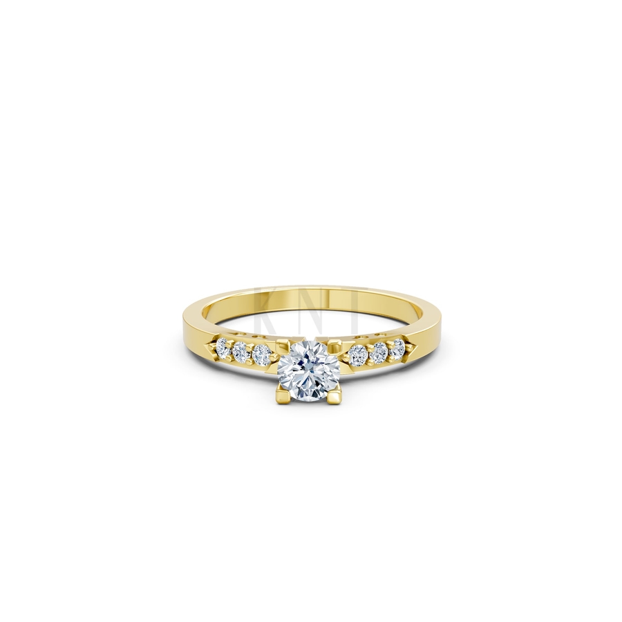 Nhẫn đính hôn R296 màu Vàng Gold thiết kế phá cách, sang trọng