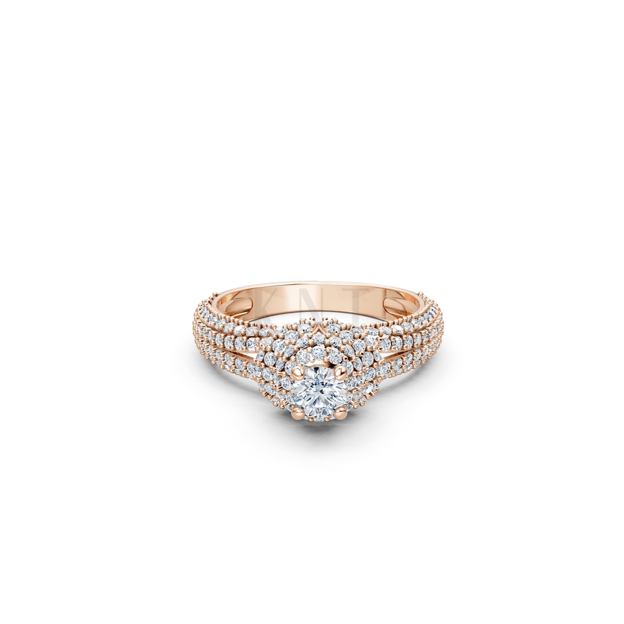 Nhẫn đính hôn đá cao cấp R297 màu vàng hồng Rose Gold vàng đẹp, họa tiết hình học, độc đáo