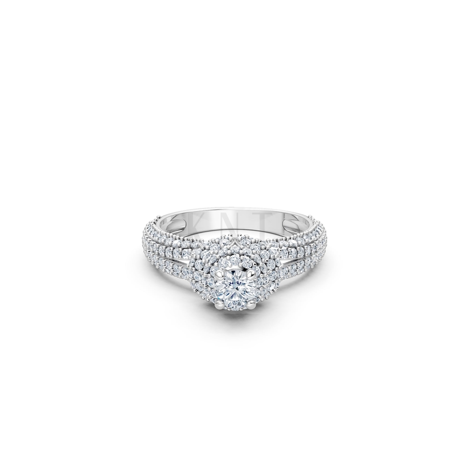 Nhẫn đính hôn đá cao cấp R297 màu vàng trắng White Gold vàng sáng bóng, thiết kế trẻ trung