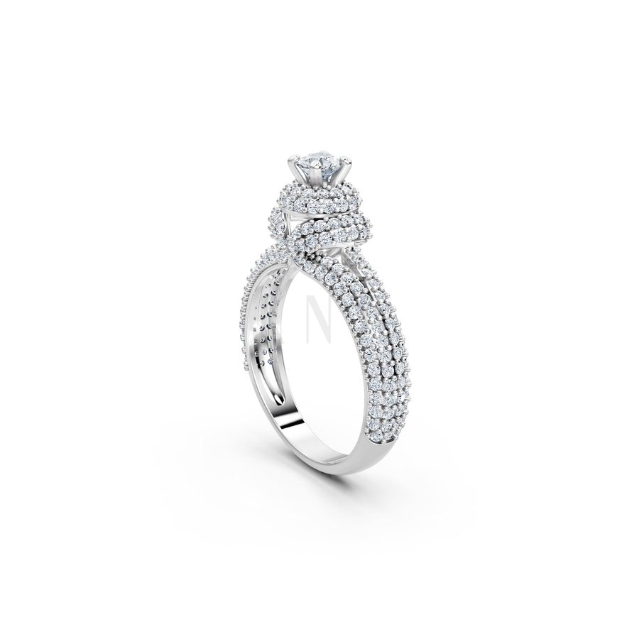 Nhẫn đính hôn đá cao cấp R297 màu vàng trắng White Gold kiểu dáng cá tính, hiện đại