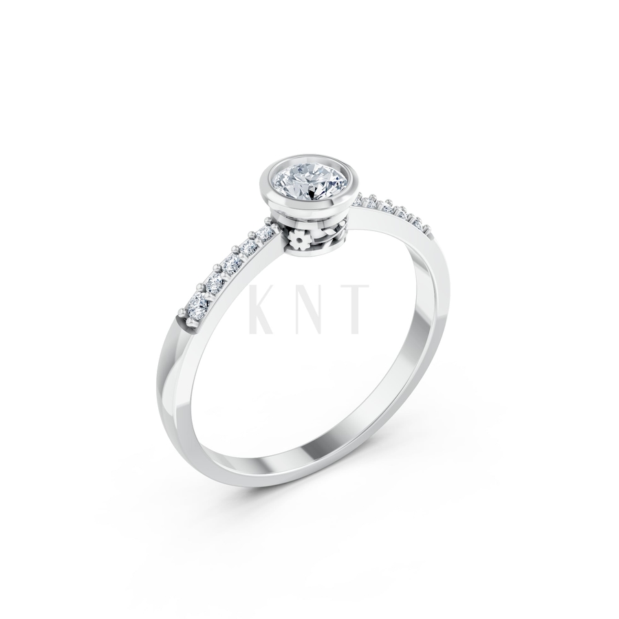 Nhẫn đính hôn đá cao cấp R298 màu vàng trắng White Gold kiểu dáng hiện đại, nổi bật