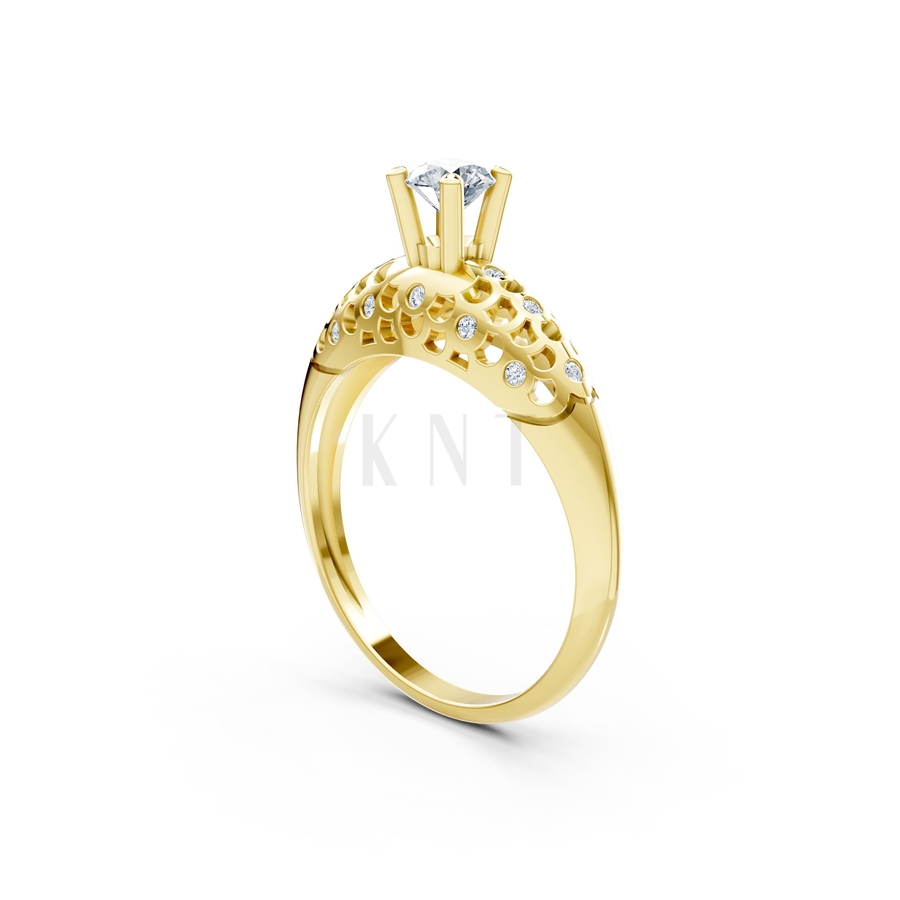 Nhẫn đính hôn đá US R299 màu Vàng Gold vàng 10K/14K/18K/607 cao cấp, thanh lịch