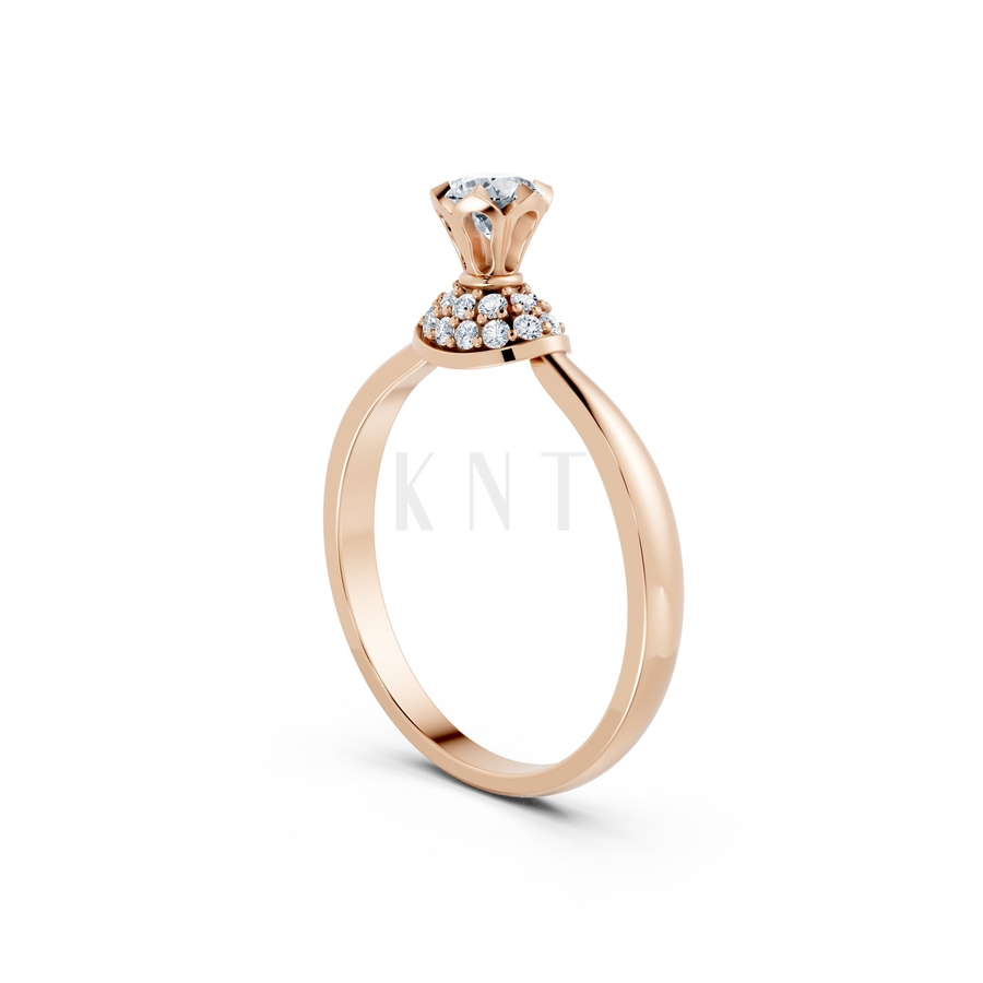 Nhẫn đính hôn R302 màu vàng hồng Rose Gold vàng đẹp, họa tiết hình học, độc đáo
